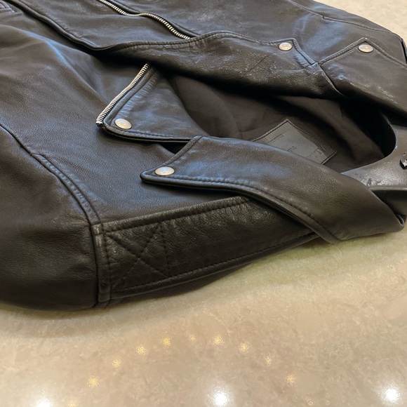 ALLSAINTS Milo Leather Biker Jacket in Black Size S - Picture 10 of 16